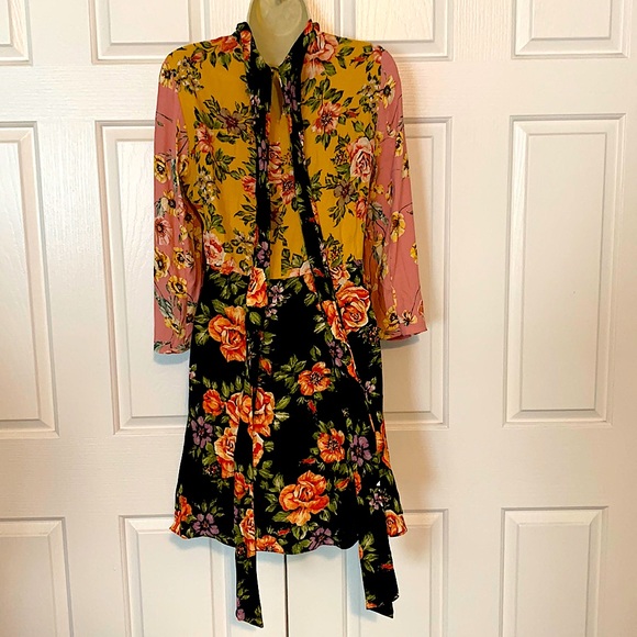 Zara Multicolored Boho Floral Dress Sz S - Picture 3 of 6